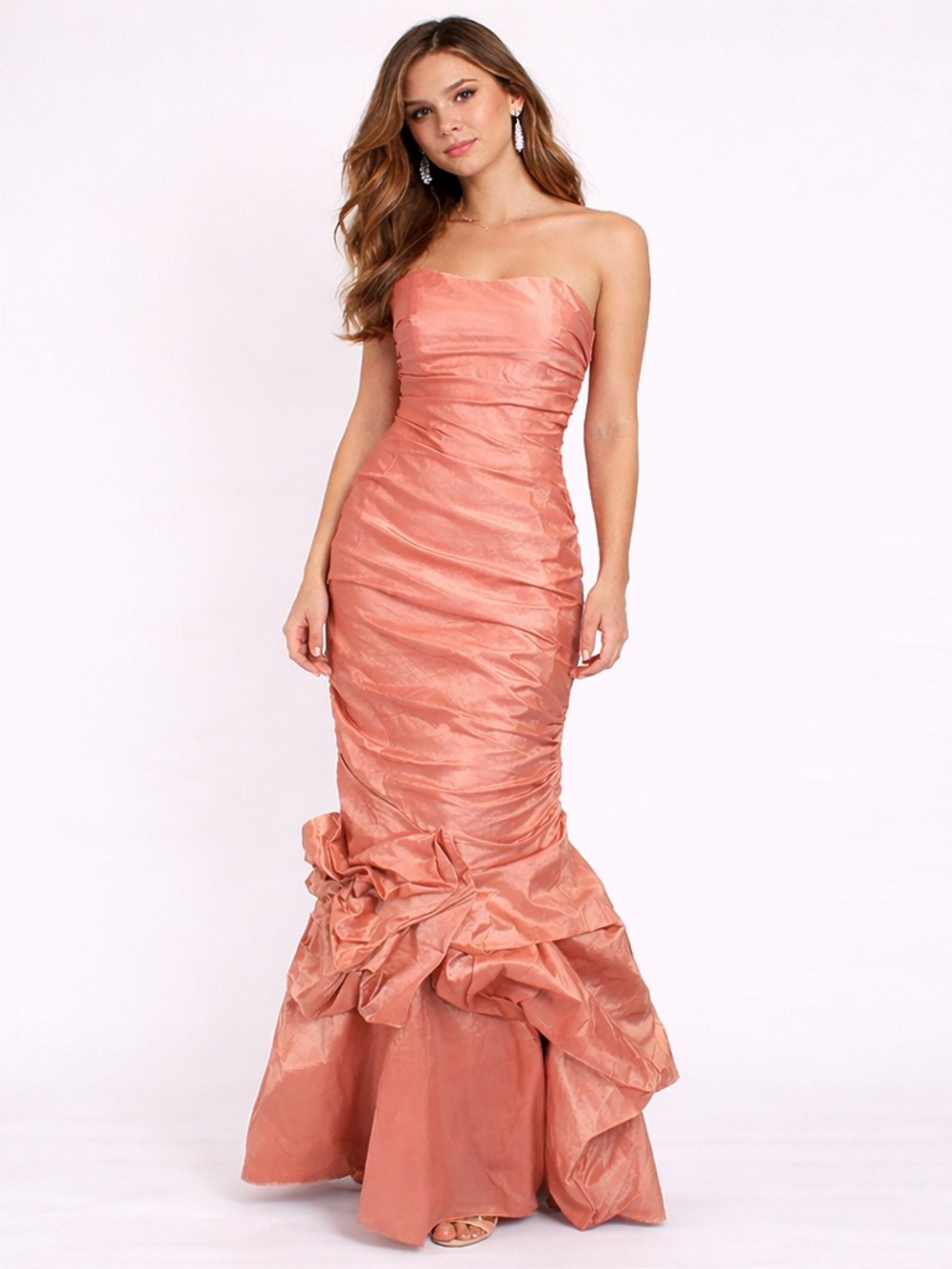 Vintage Y2k 90s May Queen Strapless Taffeta Ruched Mermaid Maxi Gown Size 10
